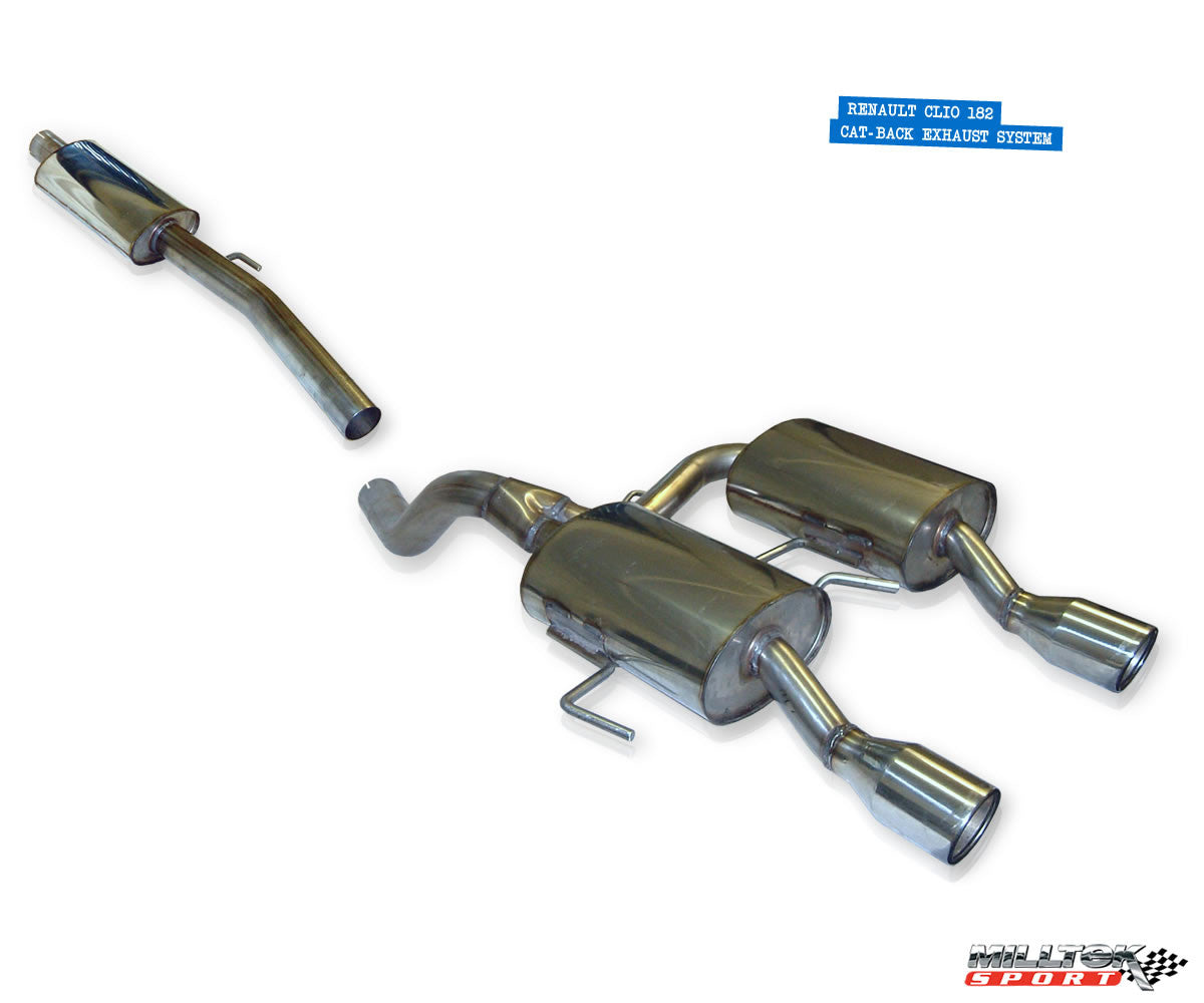 Milltek Exhaust Renault Clio 182 2.0 16v Full System (including Hi-Flow Sports Cat) with Dual 90mm Jet tailpipe (SSXRN203)