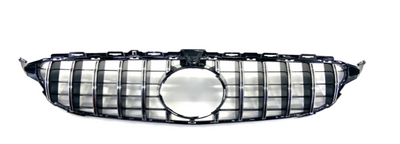 Zunsport Mercedes C Class W205 AMG GT-R Panamericana Style Front Grille (Without Camera Hole) - Black/Chrome