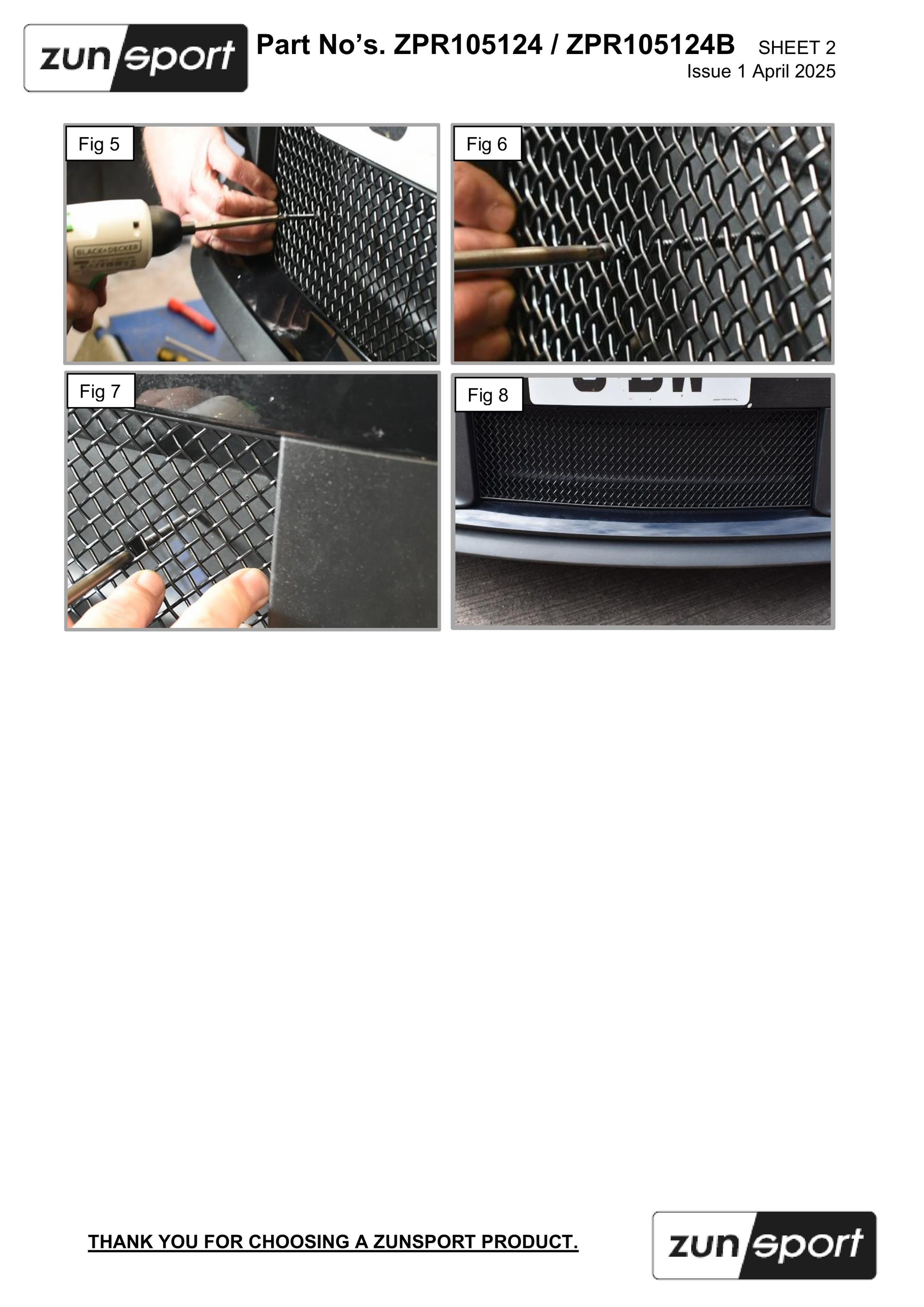 Zunsport Porsche Carrera 992.2 Base / T / S  - Centre Grille