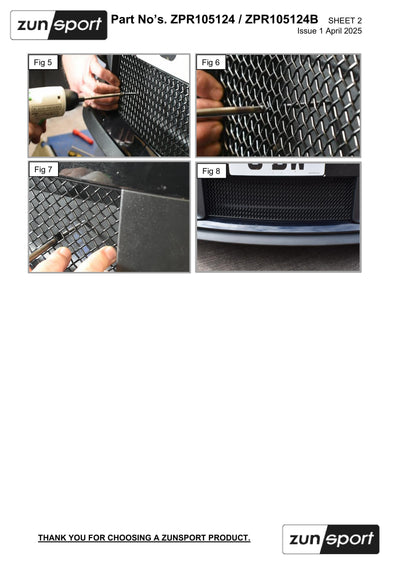Zunsport Porsche Carrera 992.2 Base / T / S  - Front Grille Set