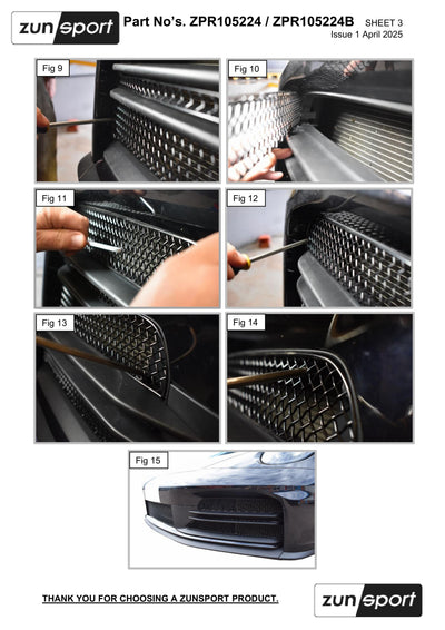 Zunsport Porsche Carrera 992.2 Base / T / S  - Front Grille Set