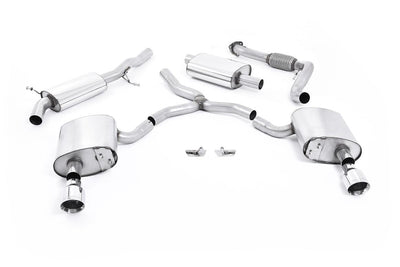 Audi A4 2.0 B9 Quattro - Resonated (Quieter) Cat-Back Exhaust System with Dual GT-100 Polished Trims