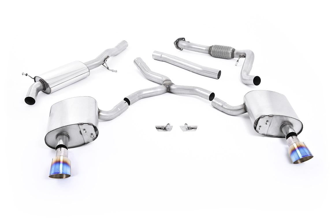 Audi A4 2.0 B9 Quattro - Road+ Part Resonated Cat-Back Exhaust System with Dual GT-100 Burnt Titanium Trims