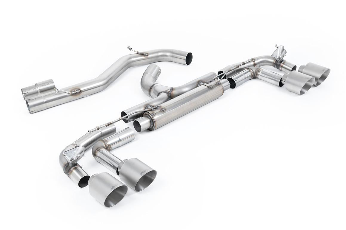 Audi S3 8Y Sportback GPF models - 'Race' 80mm Non-Resonated (Loudest) Cat-Back Exhaust System with Brushed Titanium Trims