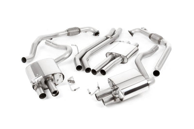 Audi S4 B9 Sport Diff without Brace Bars - Resonated Cat Back with Oval Cerakote Black Trims