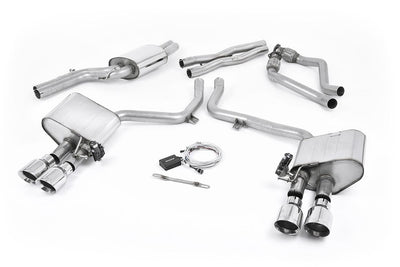 Audi S4 V6/S5 3.0 B8.5 - Valved & Resonated (Quieter) Cat-Back Exhaust System with Polished Trims