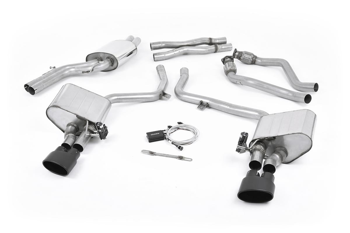 Audi S5 B8 Sportback - Valved and Resonated Cat-Back Exhaust System with Black Oval Trims