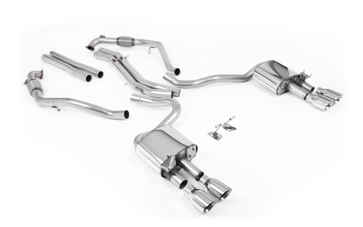 Audi S5 B9 Sport Diff models with Brace Bars - Non-Resonated Cat-Back (Louder) with Quad Polished Trims
