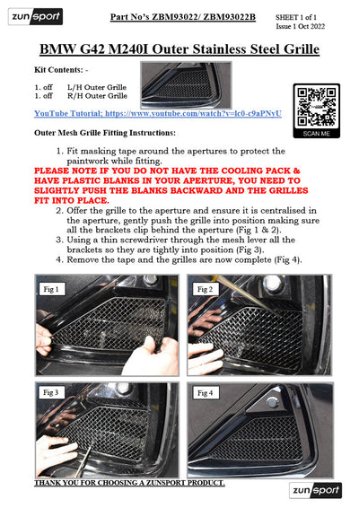 Zunsport BMW G42 M240i - Outer Grille Set