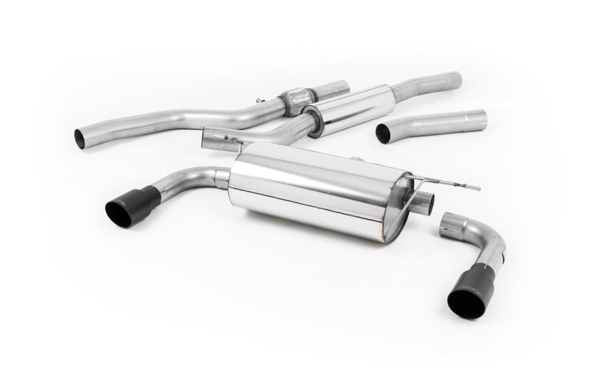 BMW 4 Series F32 428i Auto - Resonated (Quieter) Cat-Back Exhaust System with Cerakote Black Trims (For 435i M Sport Valance)