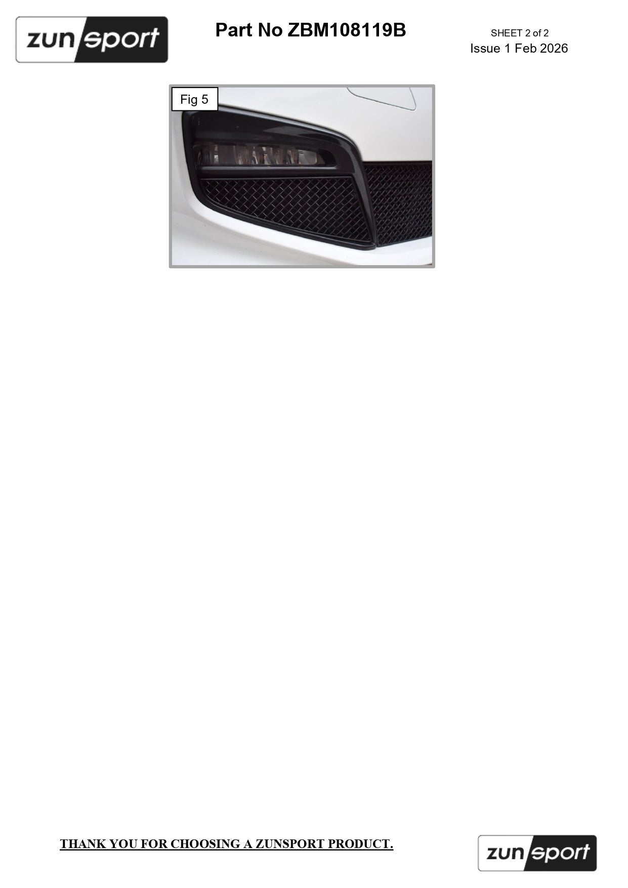 Zunsport BMW F40 1 Series M-Sport Front Grille Set