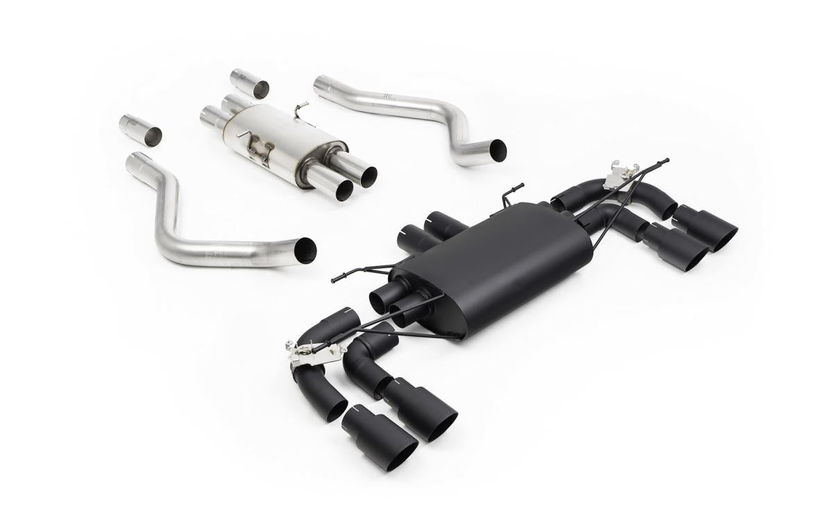 Land Rover Defender 90 5.0 V8 - Black Resonated Cat-Back Valved System with Cerakote Black Tips