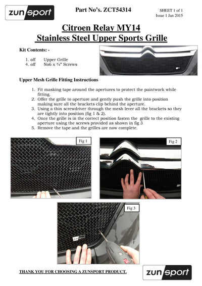 Zunsport Citroen Relay - Front Grille Set