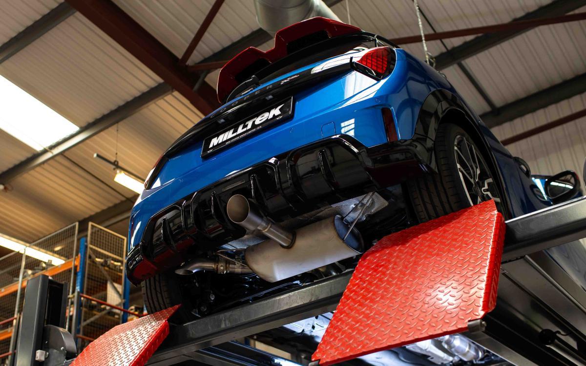 F66 Mini JCW - Resonated Particulate Filter-back System with Brushed Titanium Tips