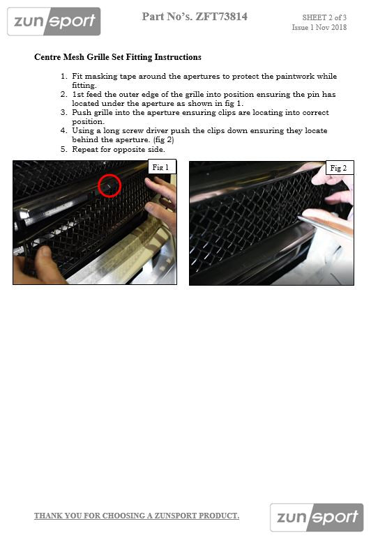 Zunsport Fiat Ducato 3rd Gen Facelift - Front Grille Set