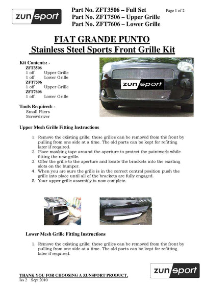 Zunsport Grande Punto  and Sport -Lower Grille