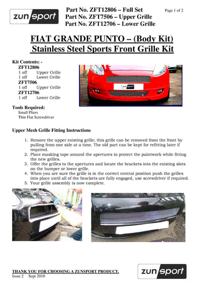 Zunsport Grande Punto (Body Kit) - Lower Grille