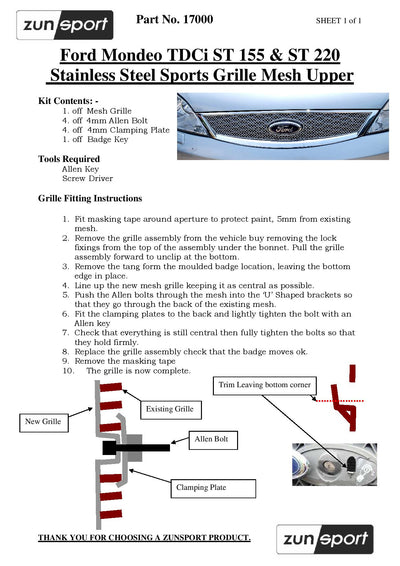 Zunsport Ford Mondeo MK2 - Full Grille Set