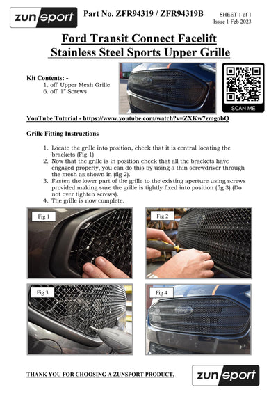 Zunsport Ford Transit Connect Facelift - Front Grille Set