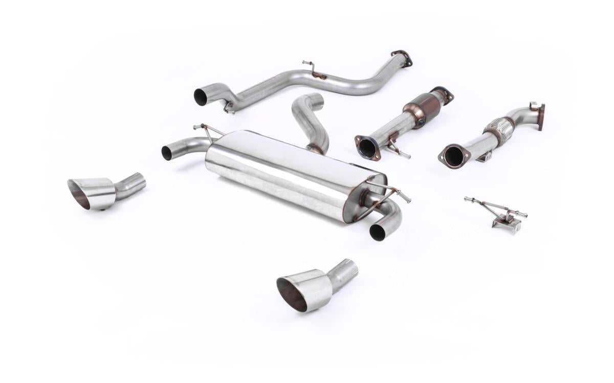 Ford Focus MK2 RS - Resonated (Quieter) Turbo-Back Exhaust System with 200 CPSI Hi-Flow Sports Catalyst & Dual DTM Trims