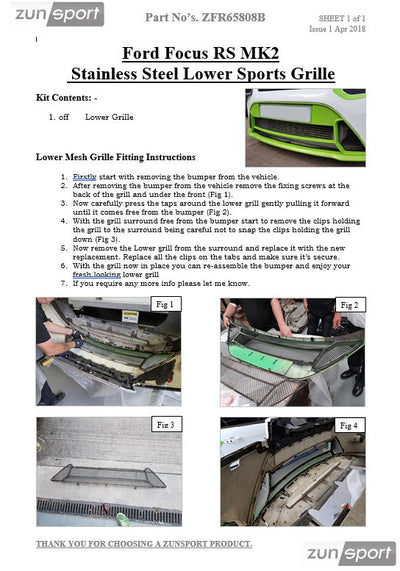 Zunsport Ford Focus MK2 RS - Lower Grille