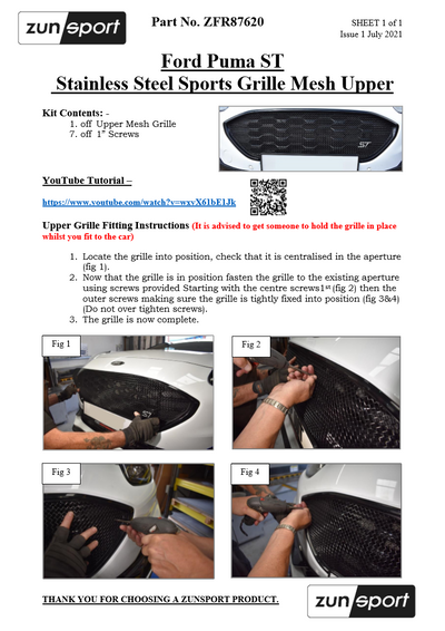Zunsport Ford Puma ST-Line / ST-Line X Front Grille Set