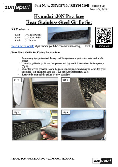 Zunsport Hyundai i30N Pre-facelift - Rear Grille Set