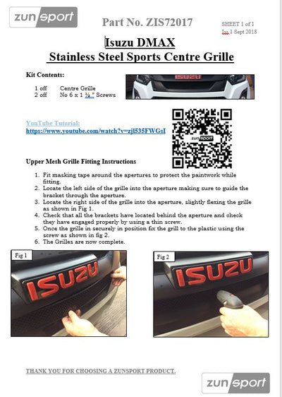 Zunsport Isuzu DMAX - Centre Grille