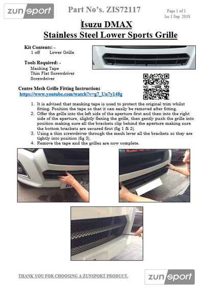 Zunsport Isuzu DMAX - Lower Grille