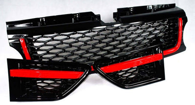 Zunsport Range Rover Sport (L320) Black Grille with Red Trim 3 Piece Set - Autobiogrophy look
