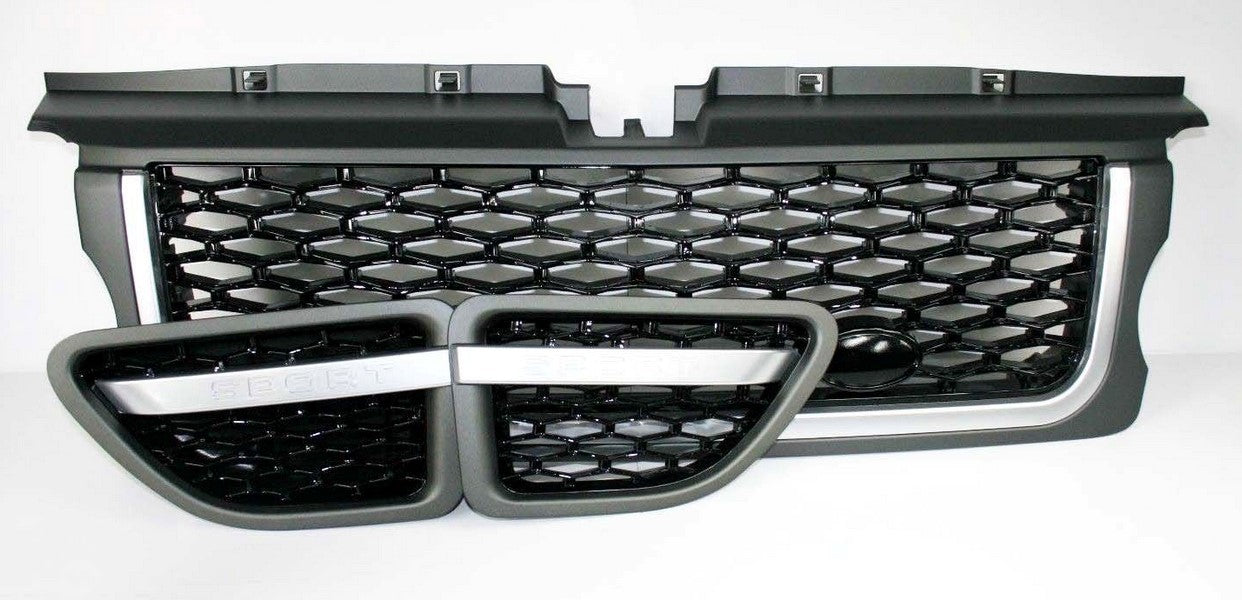 Zunsport Range Rover Sport (L320) Grey and Black Grille with Silver Trim 3 Piece Set