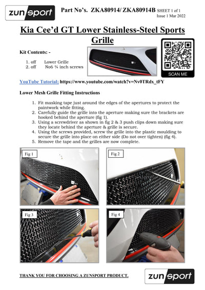 Zunsport KIA CEED GT - Lower Grille