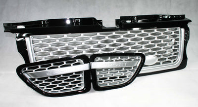 Zunsport Range Rover Sport (L320) Gloss Black Grille with Silver Mesh 3 Piece Set