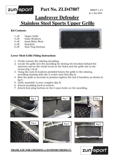 Zunsport LandRover Defender Full Grille Set
