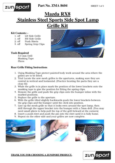 Zunsport Mazda RX8 Driving-lamp Grille Set