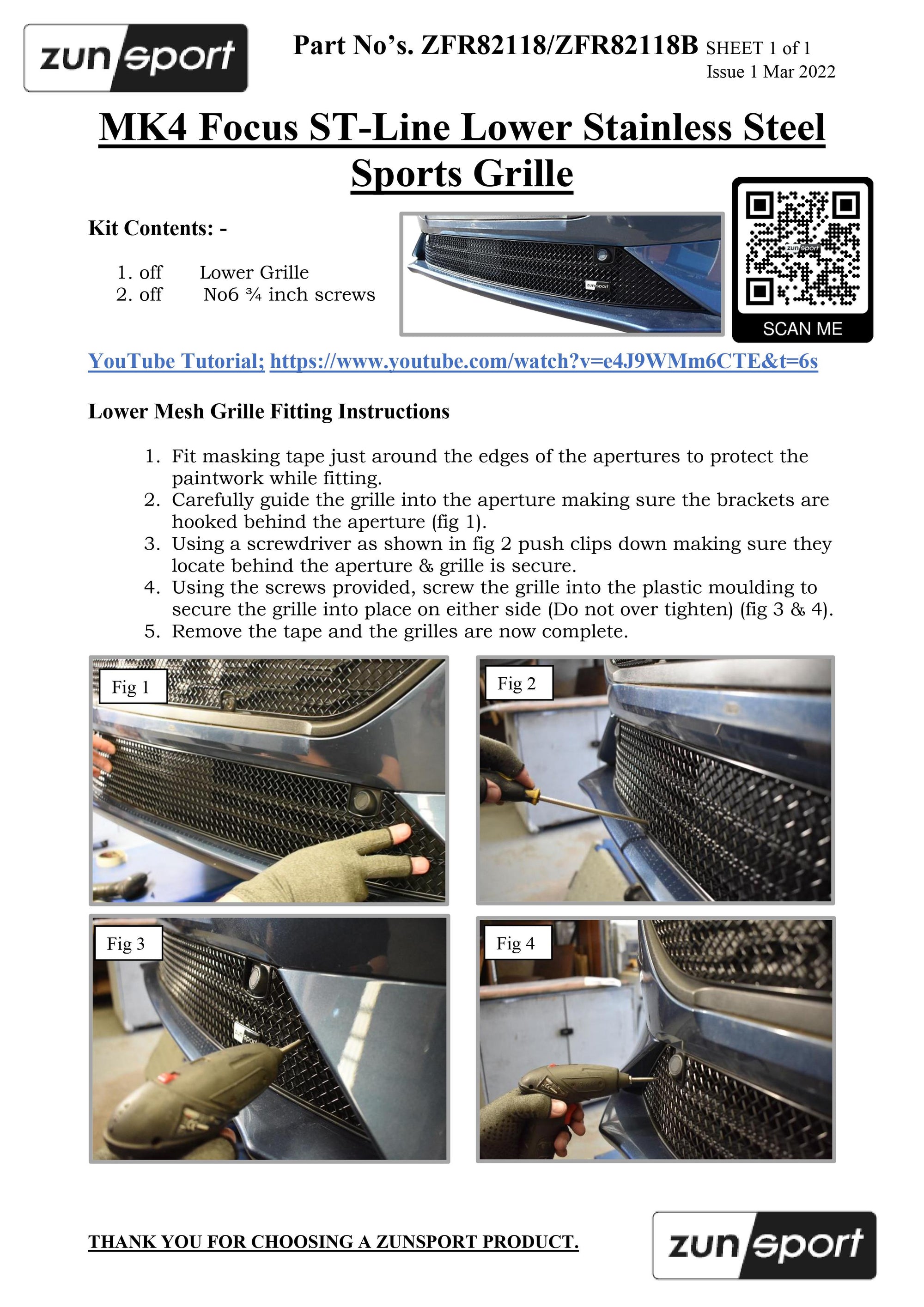 Zunsport Ford Focus ST-Line MK4 - Lower Grille