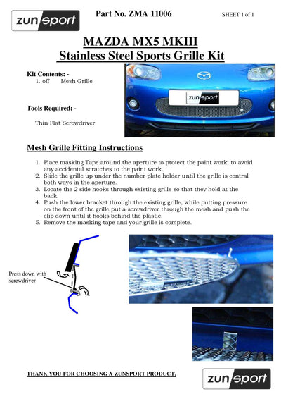 Zunsport Mazda MX-5 Mark 3 - Upper Grille