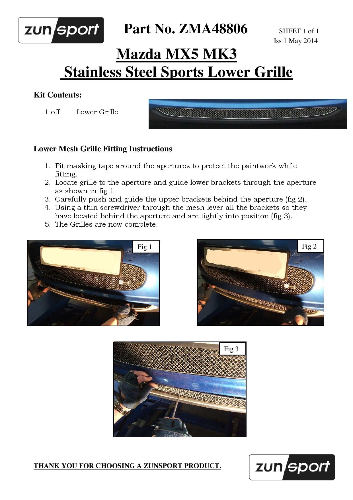 Zunsport Mazda MX5 Mk3 - Lower Grille