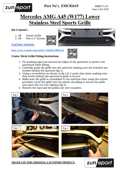 Zunsport Mercedes AMG A45 (W177) - Front Grille Set