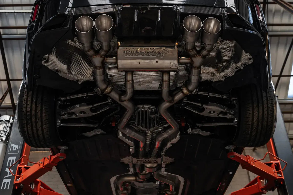 BMW G87 M2 - Cat-Back Non-Resonated (Loudest) Including 3" GPF Delete - with GT-115 Brushed Titanium Trims