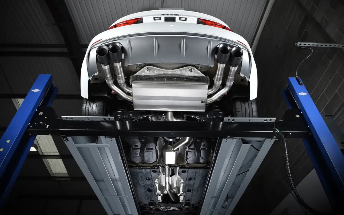 Audi S3 8V/V.2 - Non-Valved & Non-Resonated (Louder) Cat-Back Race Exhaust System with Quad Round Cerakote Black Trims