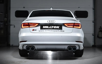 Audi S3 8V/V.2 - Non-Valved & Non-Resonated (Louder) Cat-Back Race Exhaust System with Quad Round Cerakote Black Trims