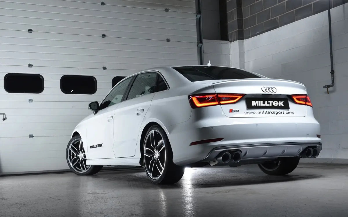 Audi S3 8V/V.2 - Non-Valved & Non-Resonated (Louder) Cat-Back Race Exhaust System with Quad Round Cerakote Black Trims