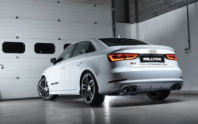 Audi S3 8V/V.2 - Non-Valved & Non-Resonated (Louder) Cat-Back Race Exhaust System with Quad Round Cerakote Black Trims