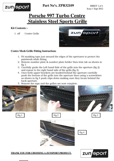 Zunsport Porsche Carrera 997 Turbo - Centre Grille