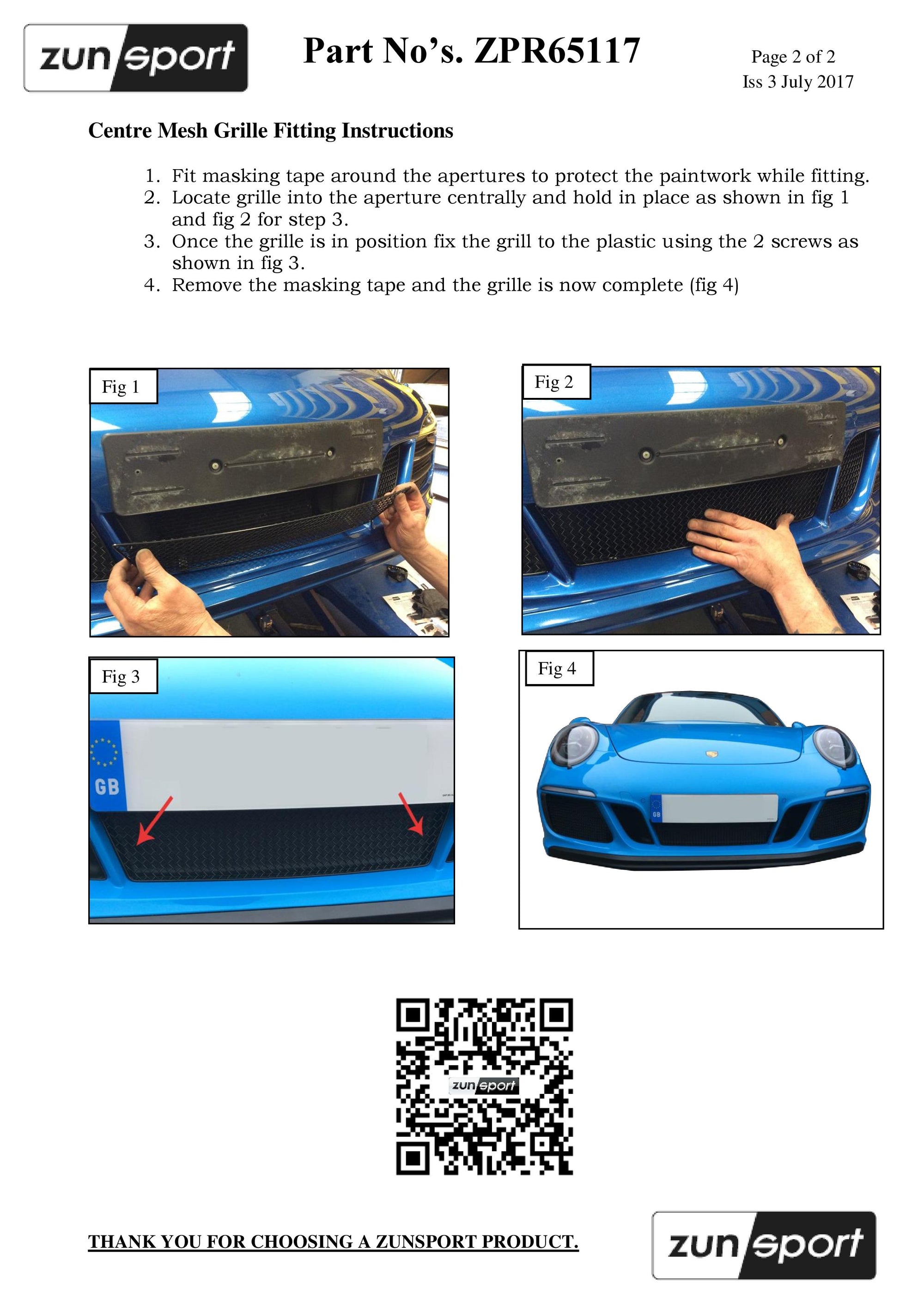 Zunsport Porsche Carrera 991.2 GTS - Full Grille Set