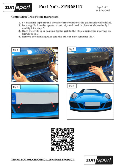 Zunsport Porsche Carrera 991.2 GTS - Full Grille Set