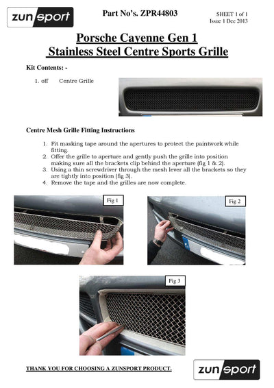 Zunsport Porsche Cayenne - Centre Grille