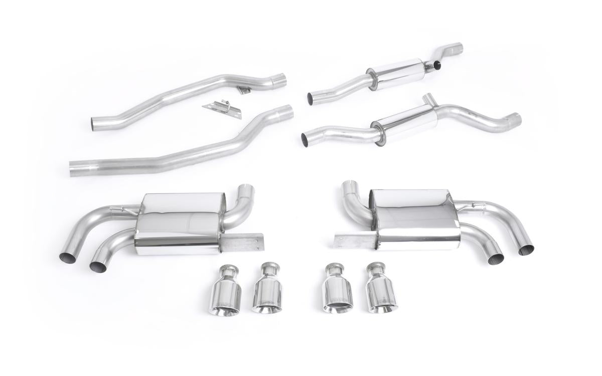Porsche Cayenne 958 Turbo V8 (Pre-Facelift) - Resonated (Quieter) Cat-Back Exhaust System with Cup Style Polished Trims