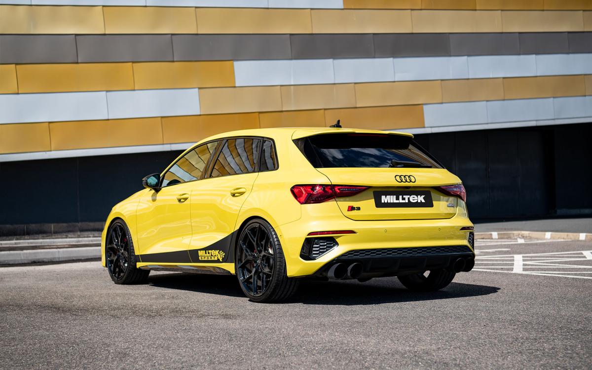 Audi S3 8Y Sportback GPF models - 'Race' 80mm Non-Resonated (Loudest) Cat-Back Exhaust System with Cerakote Black Trims